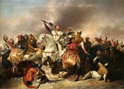 'Ricardo Corazón de León en la batalla de Ascalón, en el momento de descabalgar a Saladino', un lienzo de Abraham Cooper (1787-1868).