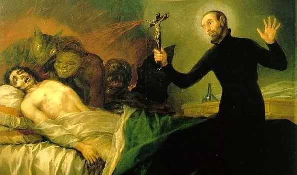 Cuadro de Goya representando a San Francisco de Borja realizando un exorcismo