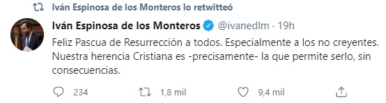 Iván Espinosa felicita la Pascua 2021