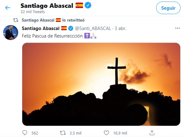 Santiago Abascal felicita la Pascua 2021