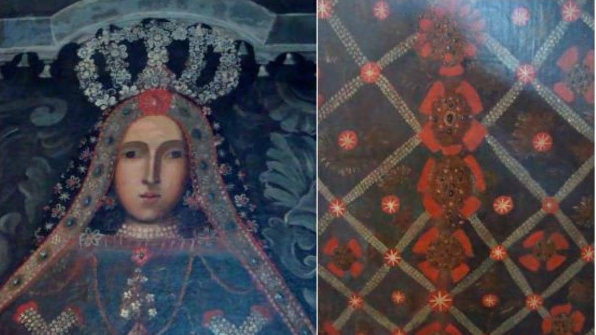 Retrato del rostro y vestimenta de la Virgen de Izamal.