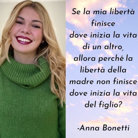 Anna Bonetti, con una frase provida.