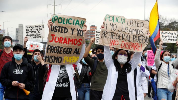 Médicos en las manifestaciones de Colombia de mayo 2021
