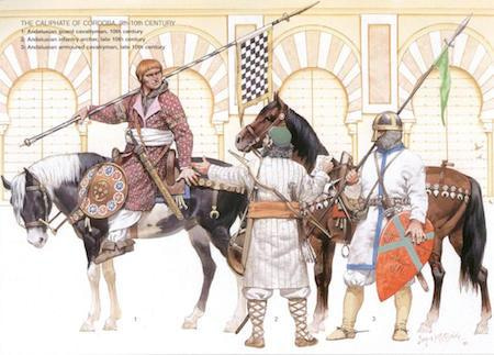 Soldados del Califato de Córdoba (siglo IX-X) dibujados por Angus McBride 
