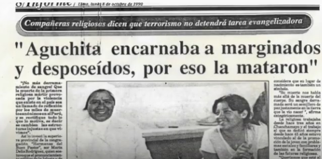 Recorte de prensa sobre Aguchita de 1990