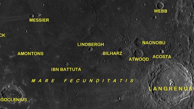 Mapa de cráteres lunares.