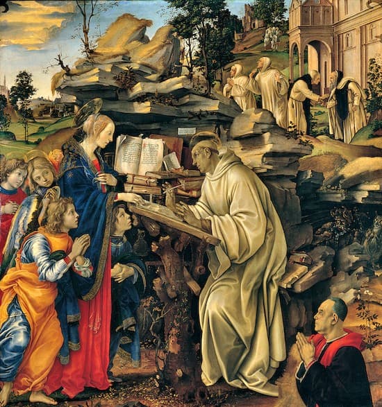 Aparición de la Santísima Virgen a San Bernardo, un cuadro de Filippino Lippi (1457-1504).