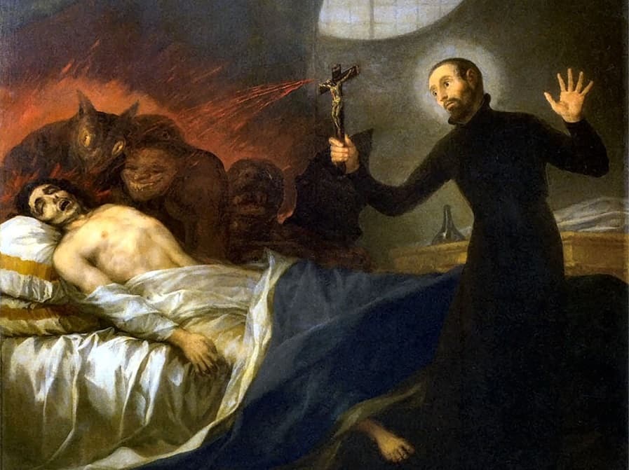  La despedida de San Francisco de Borja y San Francisco de Borja exorcizando a un moribundo impenitente, pintado por Goya