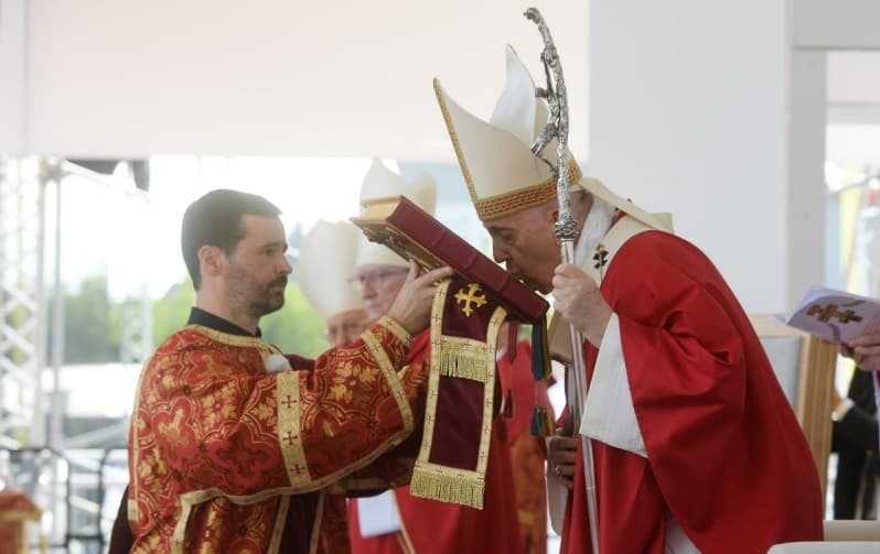 El Papa Francisco, en la misa de rito bizantino celebrada en Presov