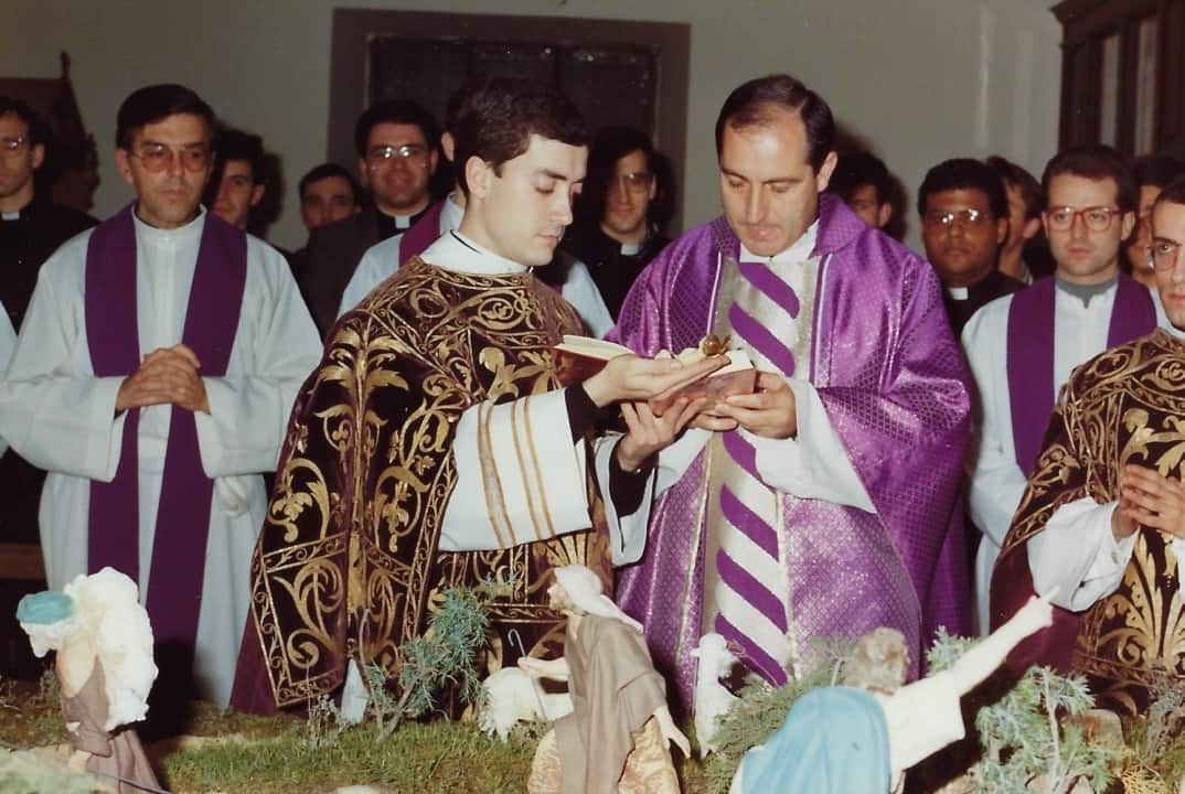 Bendición del belén en 1992, seminario de Toledo.