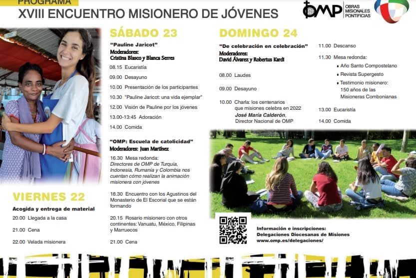 Programa del encuentro de jóvenes misioneros. 