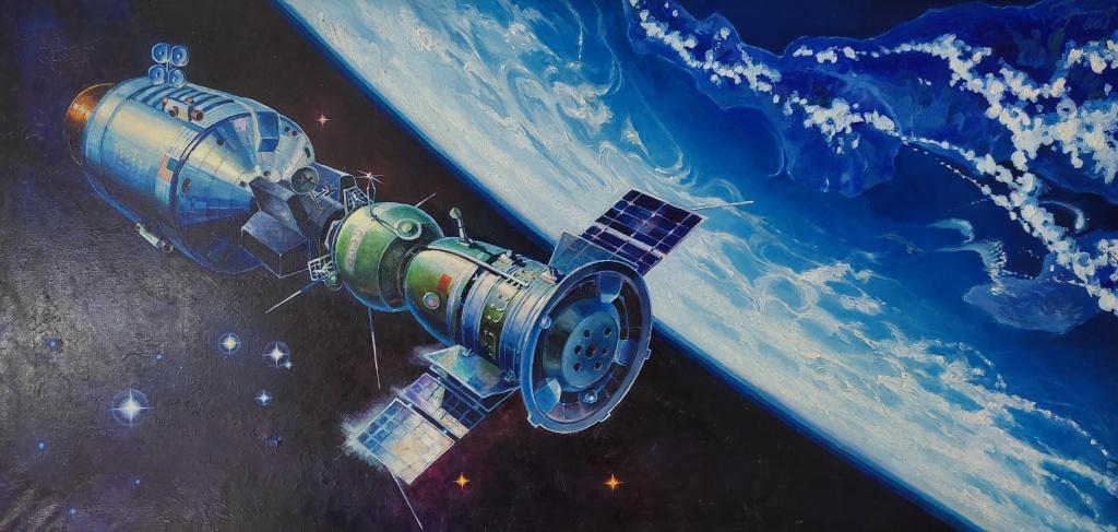 La Soyuz con la Apollo, pintadas por Leónov en 1980