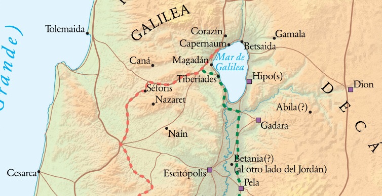 Mapa del Mar de Galilea en la época de Jesús