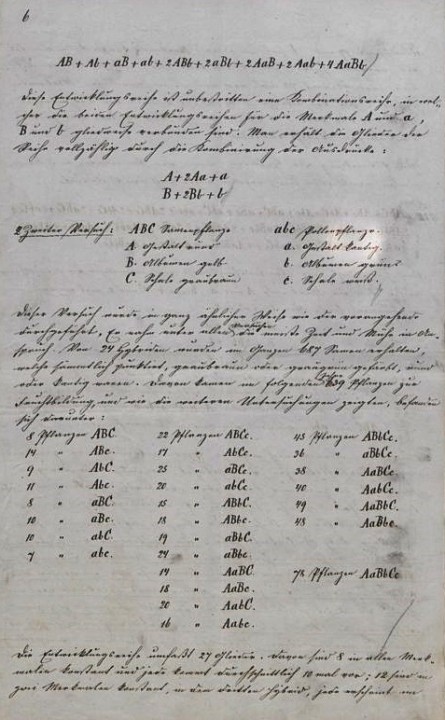 Página del manuscrito original del experimento de Mendel.