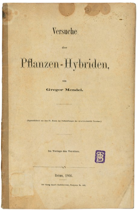Librito original con el experimento de Mendel, publicado en 1866.