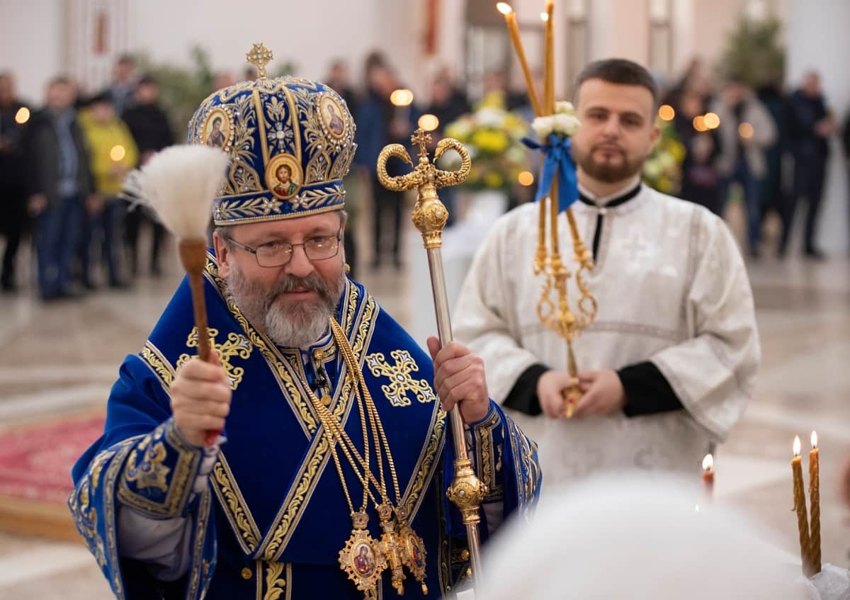 El arzobispo mayor grecocatólico Sviatoslav Shevchuk en la catedral grecocatólica de Kiev