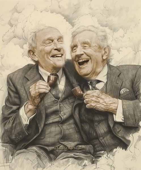 Jorge Ferro (izquierda) y J.R.R. Tolkien, imaginados por Sr Bombadil.