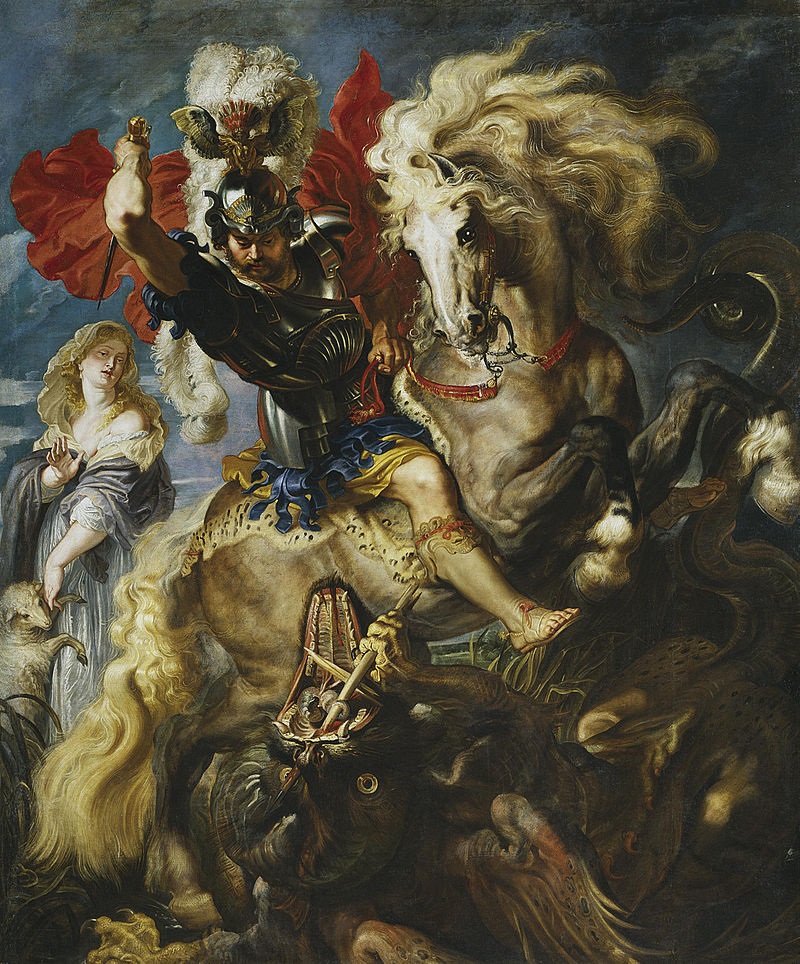 San Jorge y el dragón, lienzo pintado por Rubens, y actualmente perteneciente a la colección del Museo del Prado