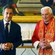 Benedicto XVI y Nicolás Sarkozy hoy en el Vaticano