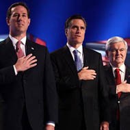 Rick Santorum, Mitt Romney y Newt Gingrich