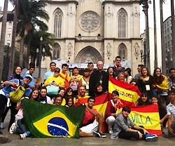 Ante la catedral de Sao Paulo.