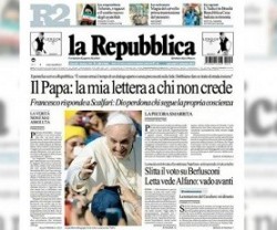 El Papa escribió a La Repubblica respondiendo a su fundador, Scalfari