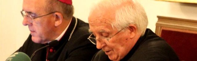 El arzobispo Osoro y -en primer plano- el cardenal Cañizares en un acto conjunto... se va el cardenal Rouco tras 20 años de liderazgo