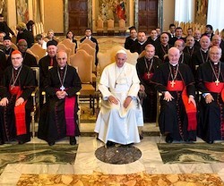El Papa, con los miembros del Consejo Pontificio para la Nueva Evangelización, que preside el arzobispo Rino Fisichella.