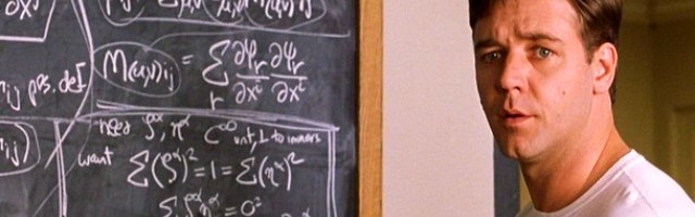 Escena de la película de 2001 Una Mente Maravillosa inspirada en John Forbes Nash... pero Ennio de Giorgi se adelantó un año a Nash en su teorema
