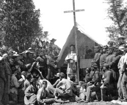 Voluntarios irlandeses en Fort Corcoran en 1861, en la guerra civil americana