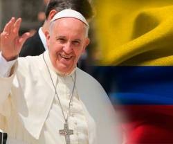 El Papa Francisco con la bandera de Colombia