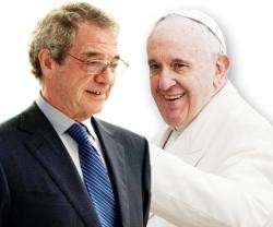 César Alierta y el Papa Francisco, en un fotomontaje - colaboran en un proyecto de educación en las nuevas tecnologías