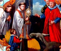 Así pintó José Rabelo de Vasconcelos en 1749 al burro que se inclinó ante el Santísimo, milagro famoso de San Antonio