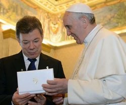 Juan Manuel Santos, presidente de Colombia, en un encuentro con el Pontífice