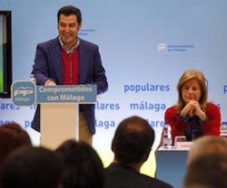 Juan Manuel Moreno Bonilla, presidente del PP andaluz, junto a Esperanza Oña.