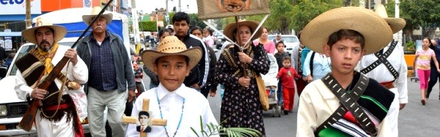 Procesión en Sahuayo recordando a San José Luis Sánchez del río, el niño cristero, que se celebra cada febrero, aniversario de su martirio