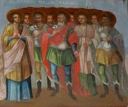 Los mártires de Ammoria. Fresco en Rumanía.