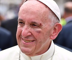 La cara del Papa refleja la contundencia del golpe.