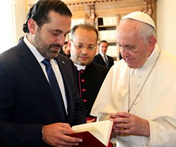 El Papa Francisco con Saad Hariri, presidente del Líbano
