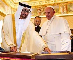 El Papa, con el jeque de Abu Dabi durante su visita al Vaticano el 15 de septiembre de 2016.