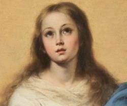 Rostro de la Inmaculada de El Escorial, que expresa la pureza de la Virgen con los ojos fijos en lo celestial