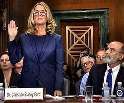 Christine Ford presta juramento ante la comisión del Senado que examinó la idoneidad del juez Brett Kavanaugh.