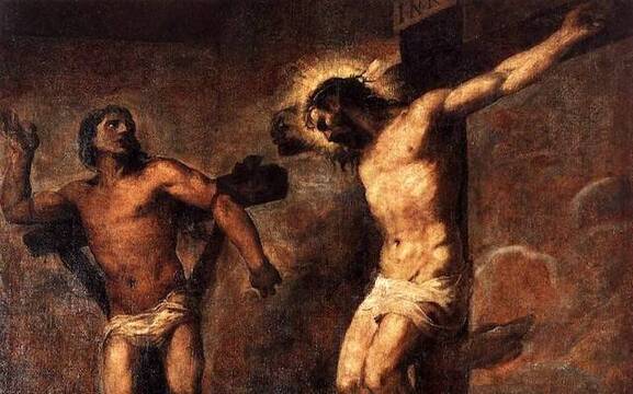 Tiziano: Jesucristo y el Buen Ladrón.
