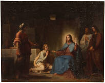 Pintura Jesús en casa de Marta y María