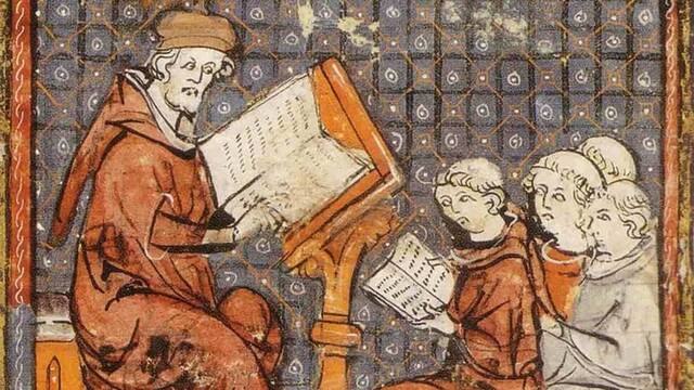 Monjes en una universidad medieval.