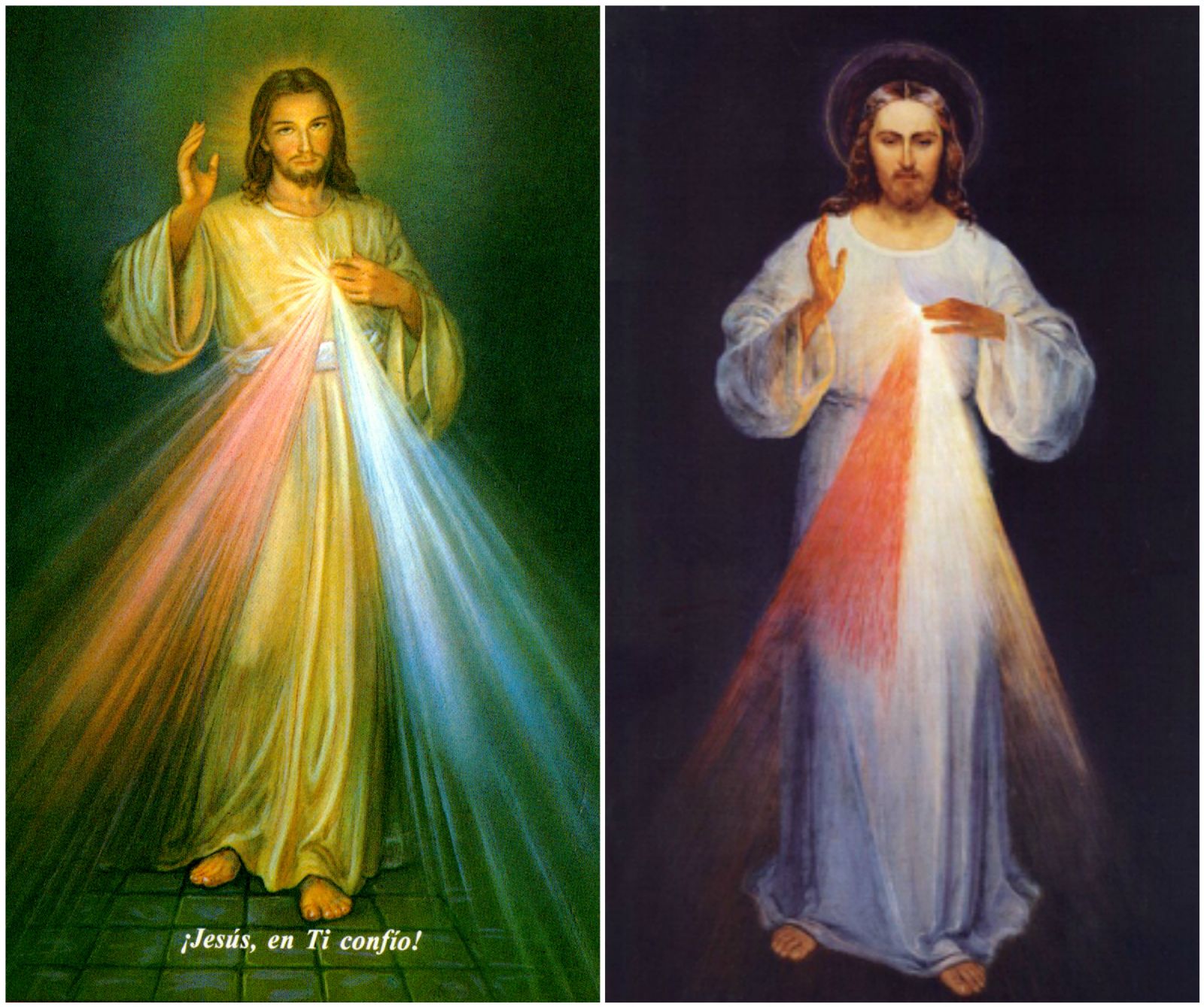 Las dos versiones del Jesús en tí confío del cuadro de la Divina Misericordia