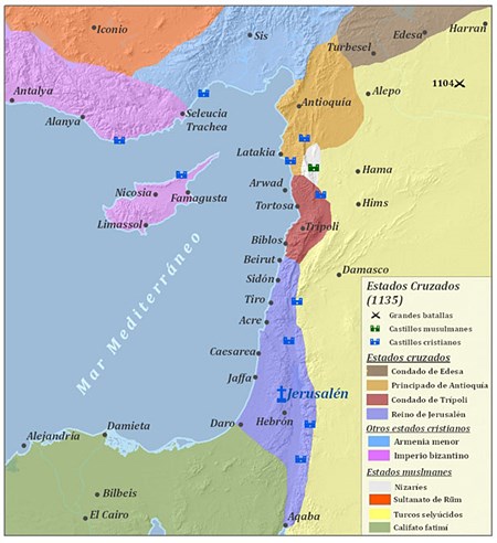 Los Estados cruzados en 1135.