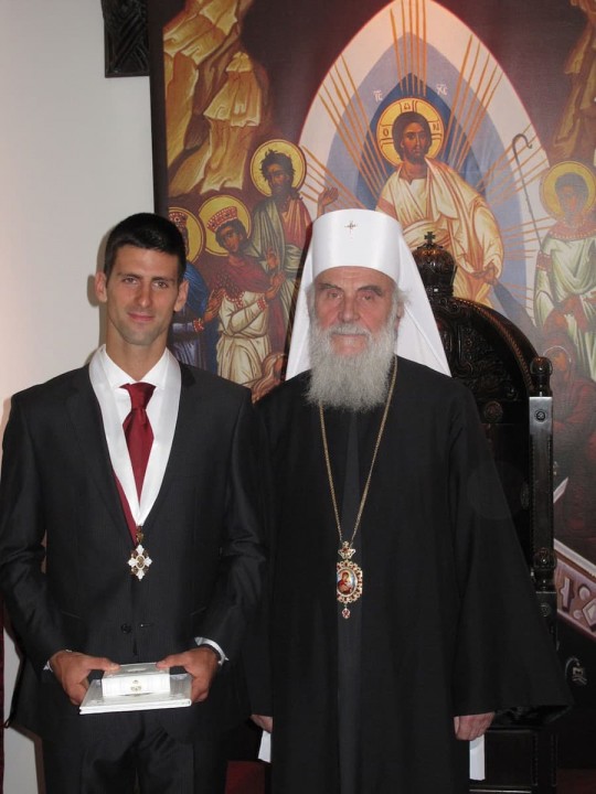 Djokovic con el Patriarca Ireneo.