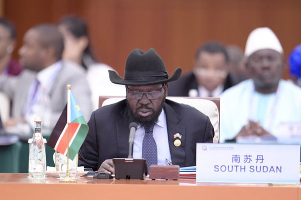 El presidente de Sudán del Sur, Salva Kiir, en una reunión internacional por la paz en su país