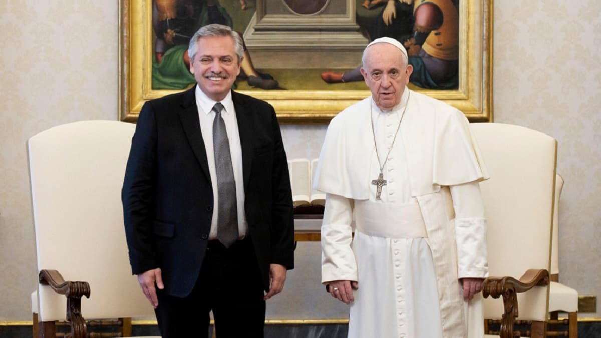 Alberto Fernández, con el Papa Francisco en el Vaticano